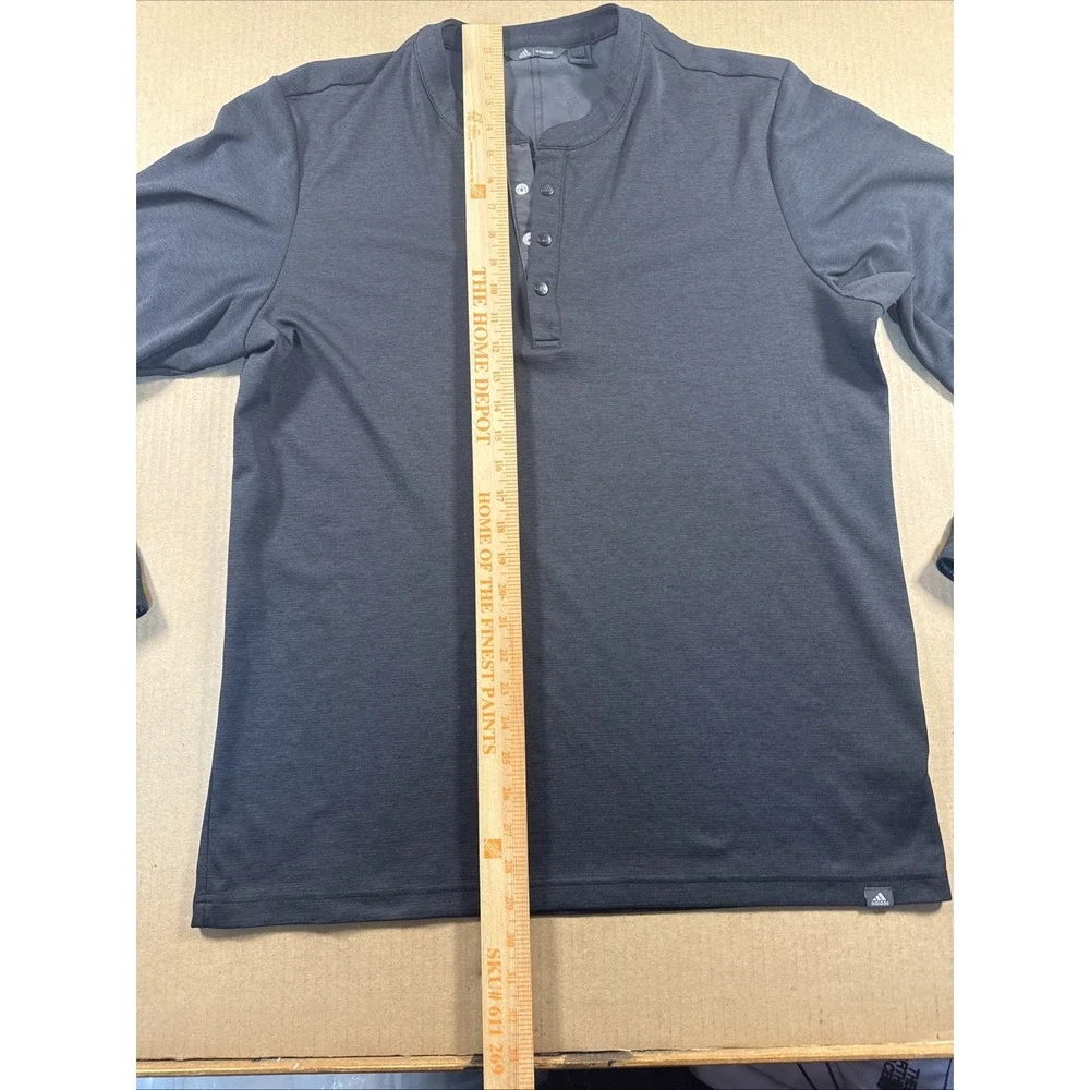 Adidas Adicross Henley Shirt Mens Large Black Long Sleeve Golf Performance Fit